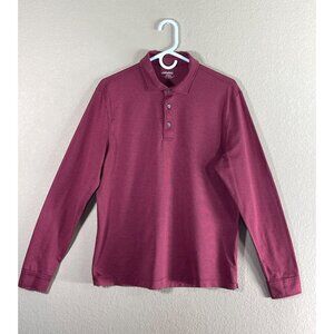 UNTUCKit Damaschino Diamond Birdseye Long Sleeve Polo Shirt Men's Red